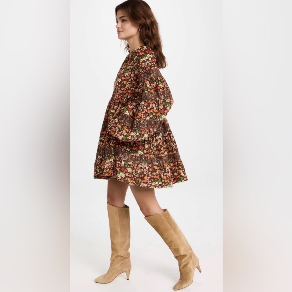 ByTIMO Corduroy Lace Tiered Brown Multi - Picture 3 of 7